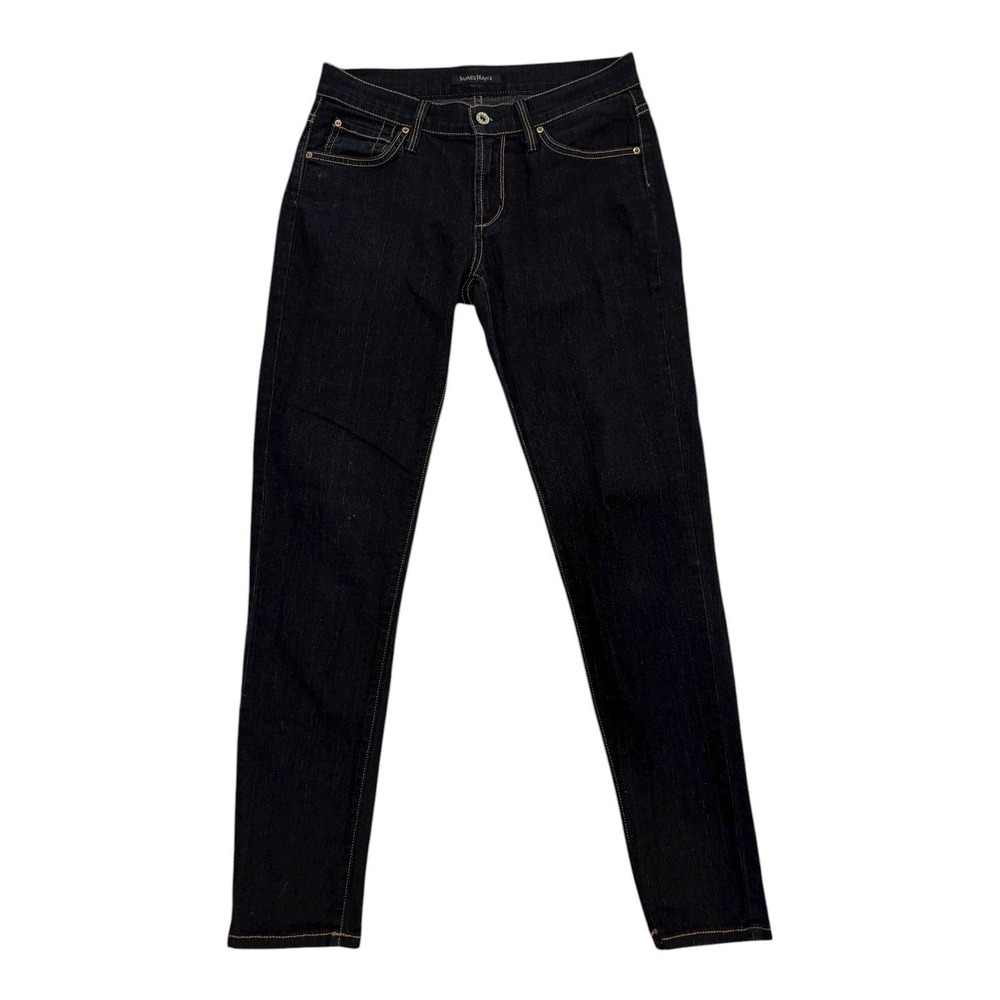 James Jeans Size 28 Twiggy Skinny Dry Aged Denim Black Cat Camel Stitch USA Y2K